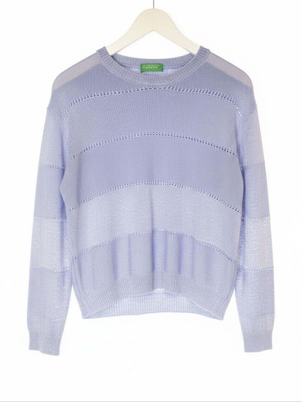 United Colors Of Benetton Blue Open-Weave Crewneck Sweater